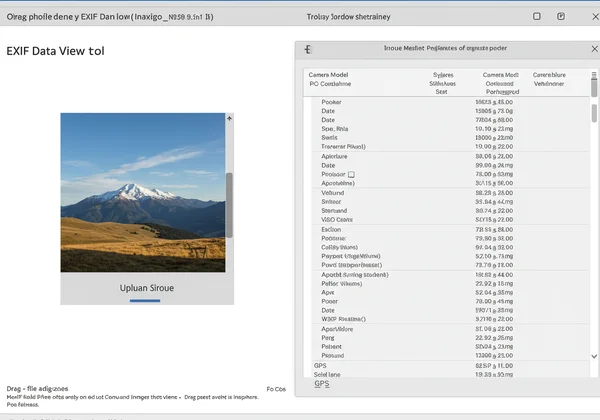 Online EXIF data viewer interface displaying metadata