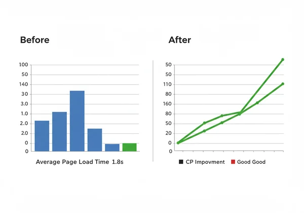 Graph showing page load time and LCP score improvement