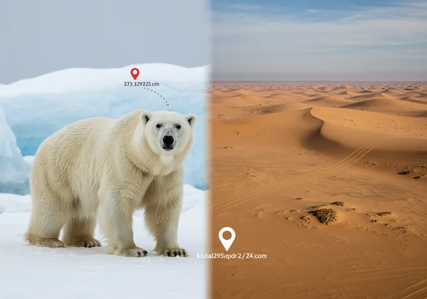 Eisbär in der Wüste, falsches GPS.