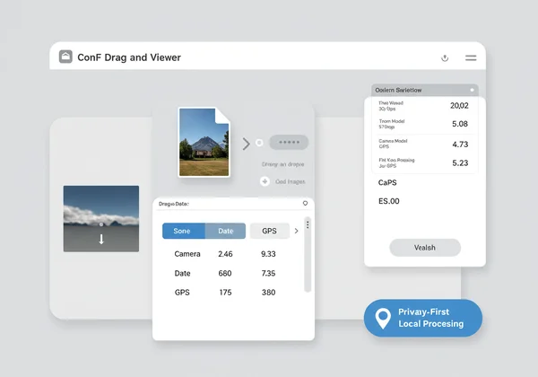 Screenshot einer sicheren Online-Oberfläche für einen EXIF-Daten-Viewer.