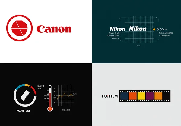 Canon, Nikon, Sony, Fujifilm.