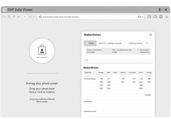 Screenshot of EXIFData.org viewer showing MakerNote data.