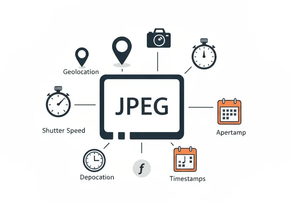 Infographic of common EXIF data in a JPEG file.