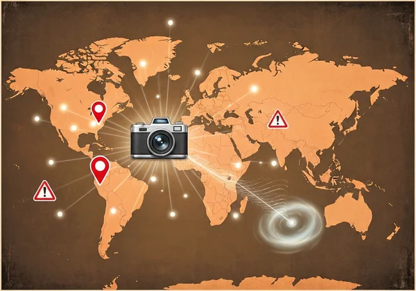 Illustration of GPS coordinates leaking from a photo.