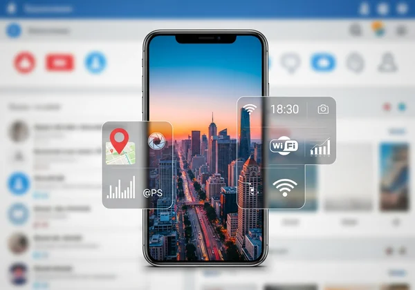 Hidden EXIF data concept on social media photo